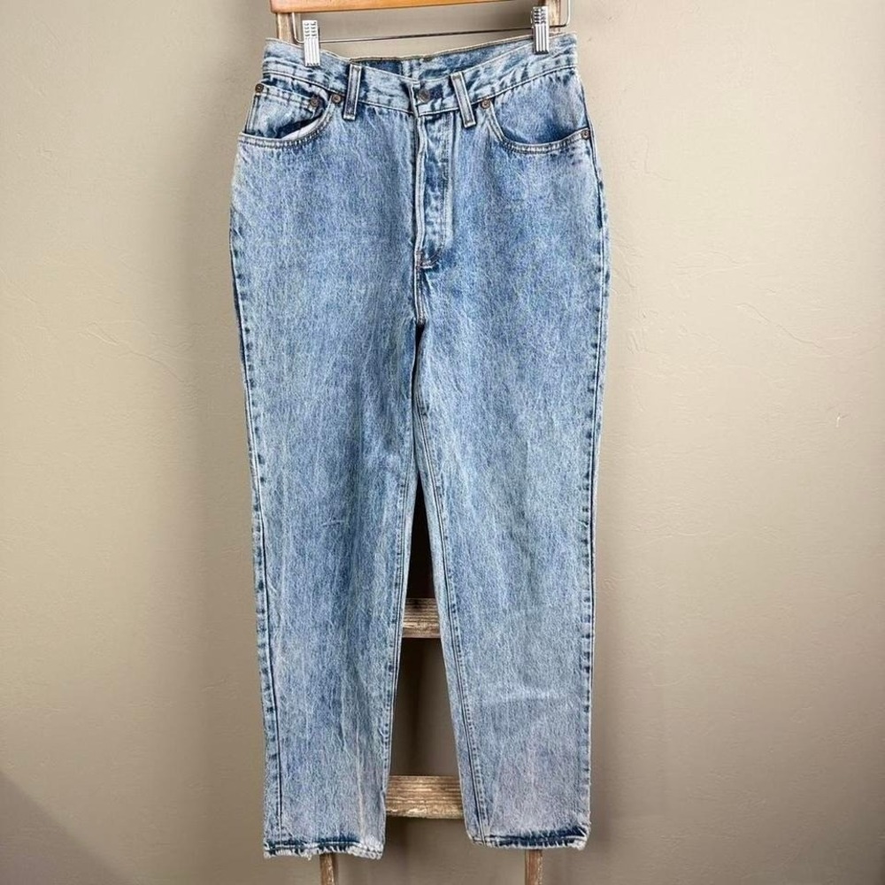 Vintage 80s Levi 17501 Button Fly Acid Wash Denim Jeans size 11 Women's, USA